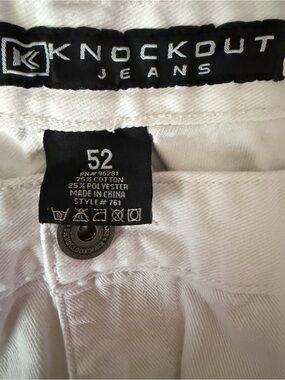 Men’s Knockout Jeans White Cotton Blend Shorts 54